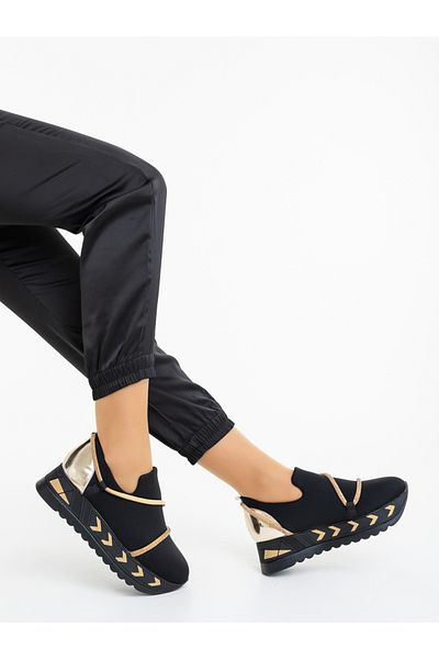 Kalapod Pantofi sport dama negri cu auriu din material textil Sayna