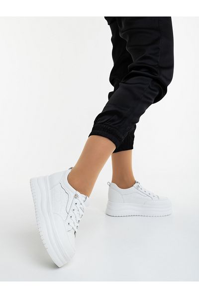 Kalapod Women's white sports shoes made of natural leather Altana