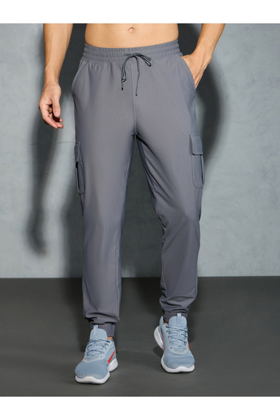 Technosport By Styli Solid Regular Fit Cargo Joggers with Drawstring