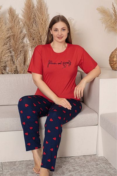 Farya Home Plus Size Milan Bamboo Short Sleeve Lycra Combed Cotton Pajama Set
