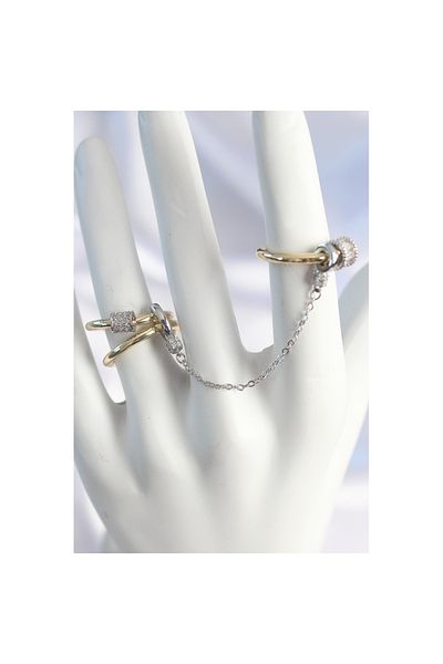 Skygo Brass Mix Color Zircon Stone Chain Women's Ring Set - Tj-Byk3753