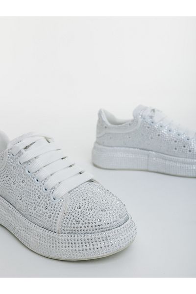 Kalapod Women's white textile sports shoes with Dafara applications