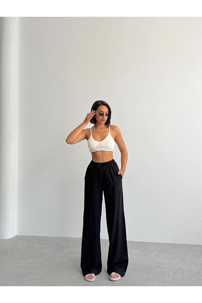 fhk atelier Women's Loose Cut Linen Palazzo Trousers