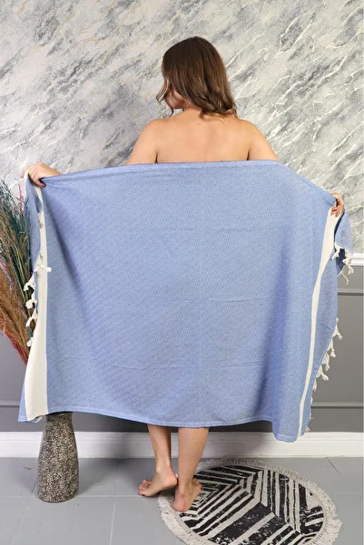 Lio20 Model diamant Mare-Piscina-Plaja-Baie-Sauna-Spa Prosop Peshtemal-100x180 Cm-Bumbac-Albastru