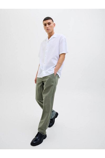 Jack & Jones Mid Rise Regular Fit Linen Blend Pants