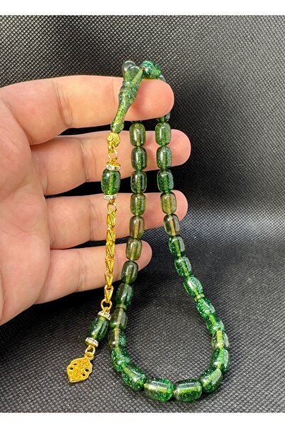 EnazStore سبحة من العنبر اللامع باللون الأخضر