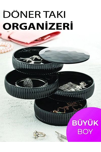MİNGODAN 4 Tiers Rotating Jewelry Organizer - Jewelry Box Organizer - 360 Rotating Plastic Jewelry Organizer Box