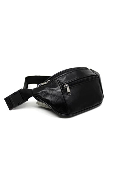 abnturk Siyah Hakiki Deri Bel Çantası Yüksek Kaliteli Freebag Çanta