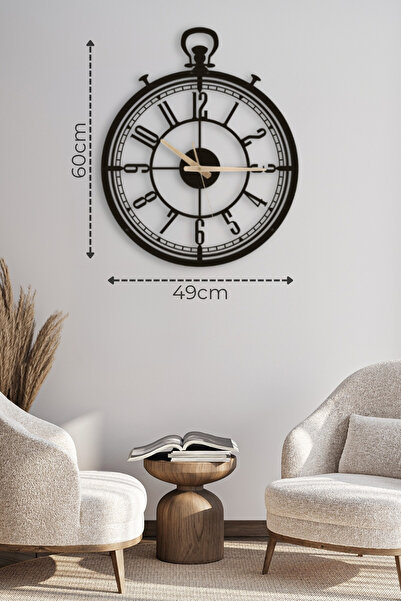 Metalium Concept Dekoratif Antika Tasarım Türkçe Rakamlı Siyah Metal Duvar Saati 49x60cm [2352-49x60]