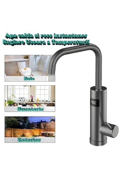 MODVIA Instant Hot Water Faucet 3200W, Stainless Steel Body, Stainless Steel Pipe