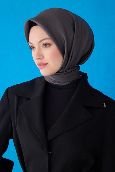 Belli Eșarfă din mătase twill 4129D Culoare uni Antracit-63