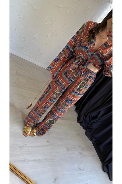elif teke Mondala Kimono Suit Orange