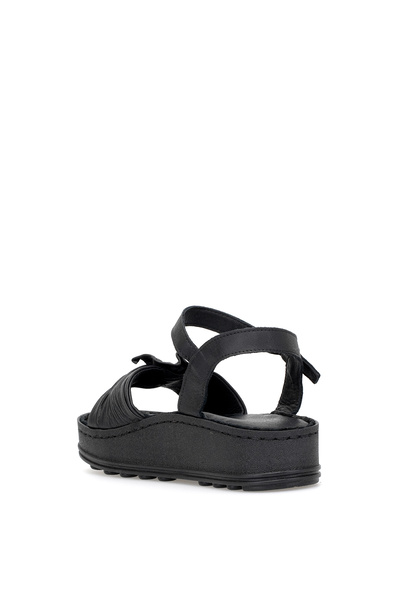 Mammamia D25Ys-2595 Women's Genuine Leather Flat Sandals Black