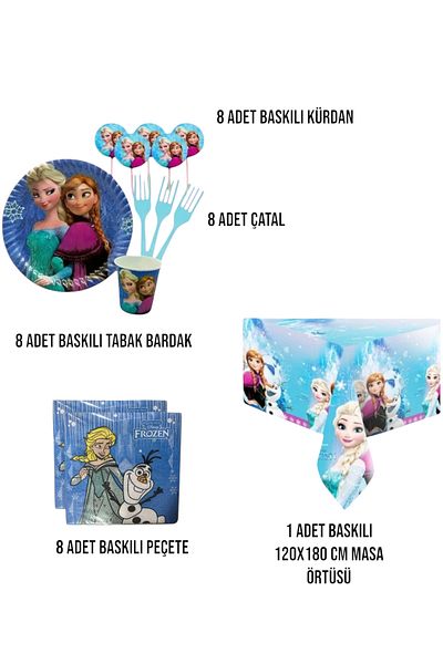 Evabrite Frozen Elsa 8-Person Birthday Party Set - Frozen Elsa Concept Party Decorations