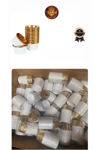 figanlar ambalaj 1St Quality Bright White and Gold Foil Muffin Cake Capsule Cupcake Mold 1000 Pieces