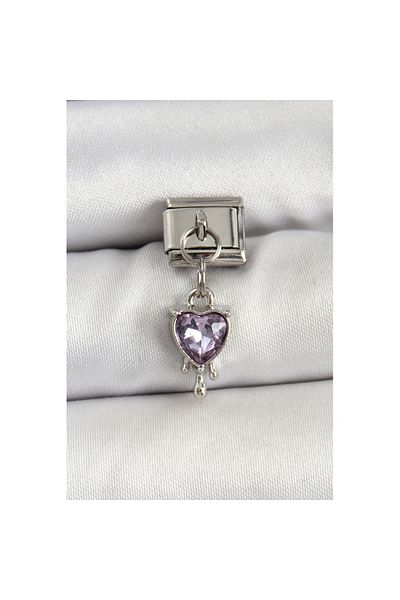 Skygo 316L Steel Silver Color Purple Heart Model Nomination Charm - Tj-Bc1490