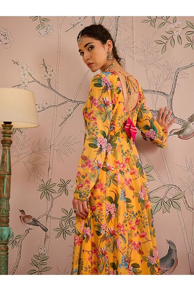 Shae by SASSAFRAS Floral Print Round Neck Anarkali Kurta