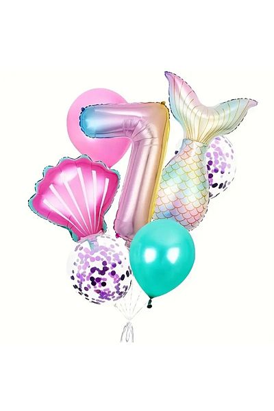CANSIN Mermaid Foil Balloon Set 7 Years