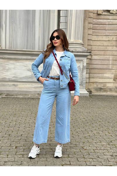 My twins Ewas Design Ankle Length Jeans Blouse Jeans Jacket Women's Triple Suit