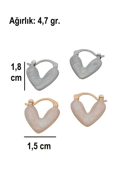 Siya Silver White Enamel Minimal Steel Heart Earrings