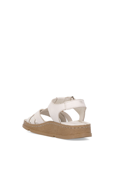 Mammamia D25Ys-2440 Women's Genuine Leather Flat Sandals Bone