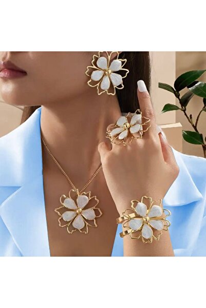 çelik takı design مجموعة مجوهرات فولاذية كبيرة منقوشة على شكل زهرة الأقحوان، ...