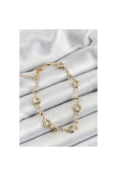 Skygo Brass Transparent Heart Model Gold Color Zircon Stone Women's Bracelet - Tj-Bb7037