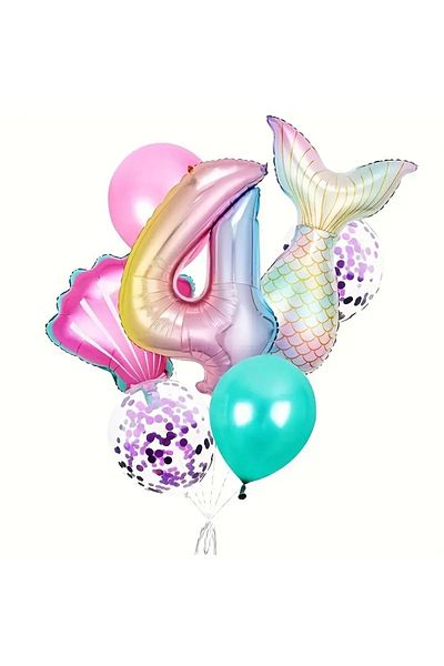 CANSIN Mermaid Foil Balloon Set 4 Years