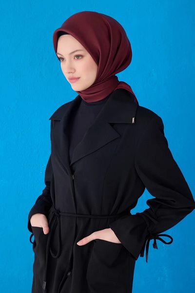 Belli Eșarfă din mătase twill 4129D Culoare uni Roșu Claret-04