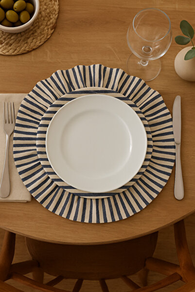 Mirilliahome 2’li Keten Fırfırlı Supla - Çizgili Amerikan Servis Takımı