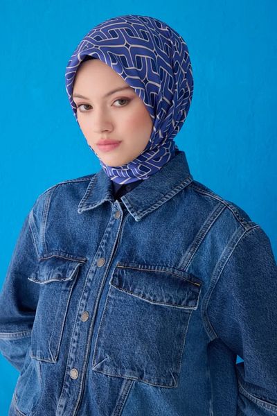 Belli Μεταξωτό μαντίλι Twill 4118D Γεωμετρικό σχέδιο Πολύχρωμο 1