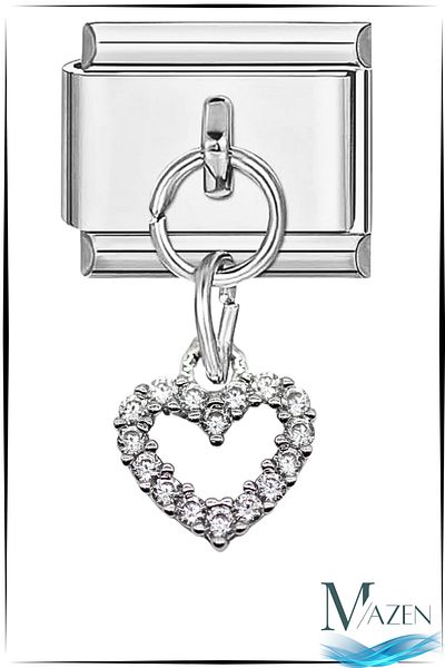 MAZEN 1 Piece Small Heart Hanging Figured Charm - Italian Bracelet Compatible