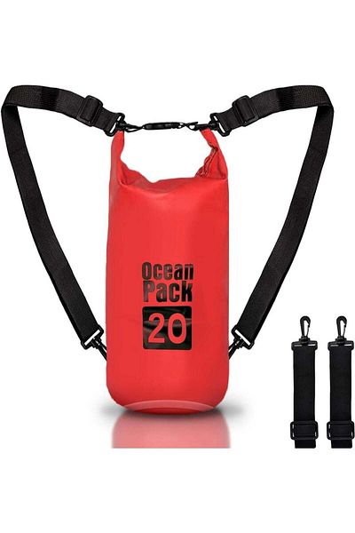 huitich 20L Red Double-Strap Waterproof Outdoor Sport PVC Shoulder Bag