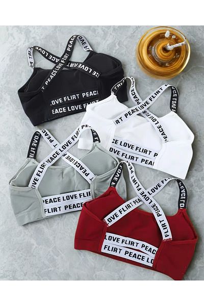 BUSYET Standard Size 2 Pieces Sports Bras with Letters Comfortable and Breathable Sports Underwear