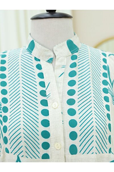 Modamorfo Φόρεμα με μοτίβο με μισό κουμπί με γιακά -Orman Yş.