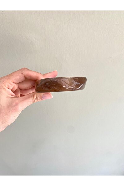 Lilyum Aksesuar Akrilik Reçine Kemik Kahverengi Köşe Ayrıntılı Kalın Bilezik Bileklik (1 ADET)