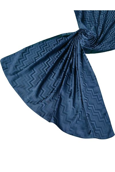 mim eşarp Silky Textured Jacquard Zigzag Patterned Shawl 75X190 cm