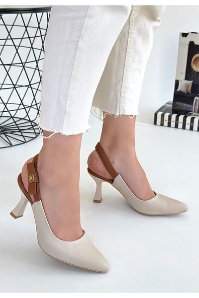 BESKAR Toran Beige Skin Heeled Shoes