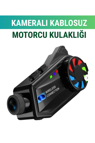 WUNİT 1080p Hd Video Kameralı Interkom Video Kayıt Kablosuz Motorcu Kulaklığı Su Geçirmez Bluetooth 5.4