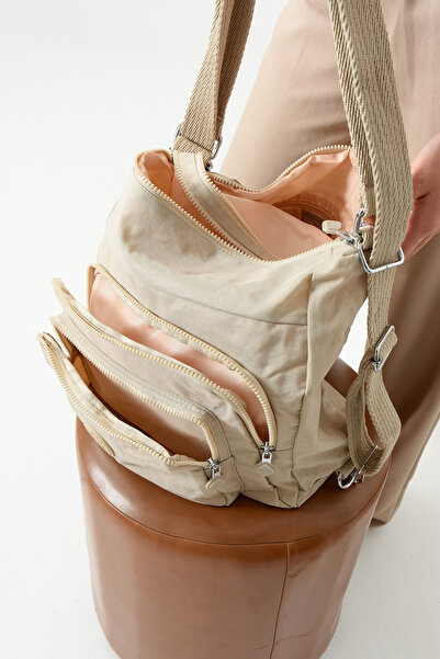 seyyah Double Compartment Crinkle Dual Use Backpack and Shoulder Bag