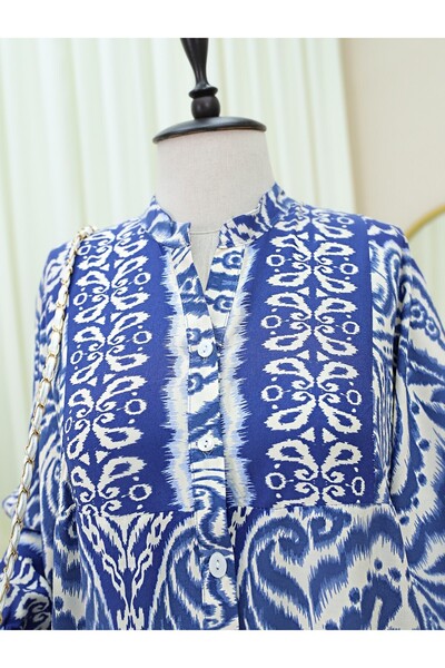 Modamorfo Φόρεμα με γιακά με μισό κουμπί - Σκούρο Μπλε