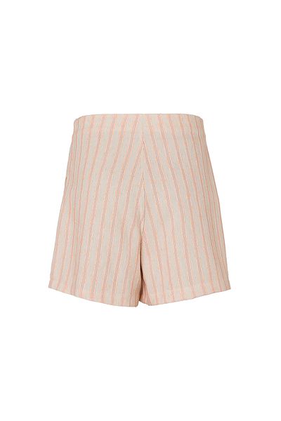 Eight Fashion Fusta scurtă de damă cu dungi din amestec de in, culoare portocalie