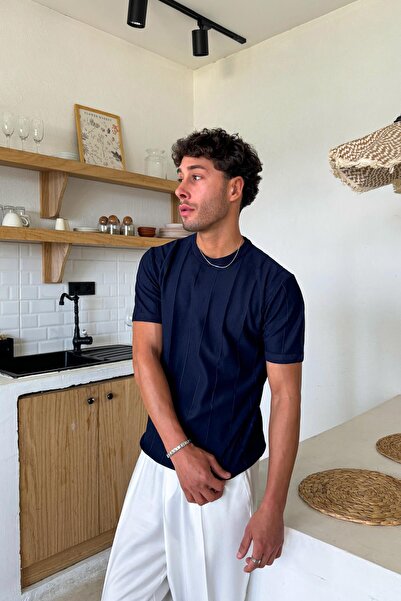 Flaw Wear Πλεκτό μπλουζάκι με ρίγες σε μπλε ναυτικό