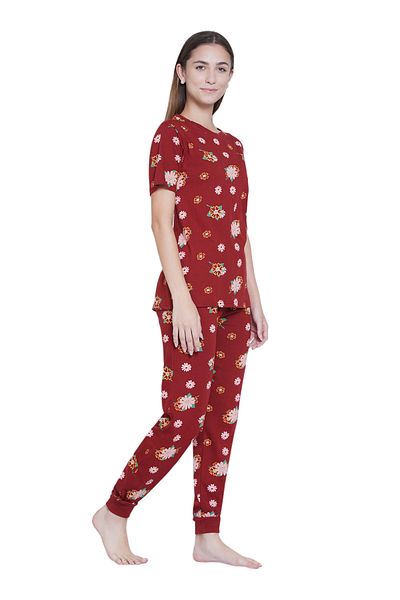 LAUREN SMITH Women's Pajama Set Half Sleeve Top with pants 2 Piece Sleepwear Cotton Ladies Soft Pjs Lounge Set