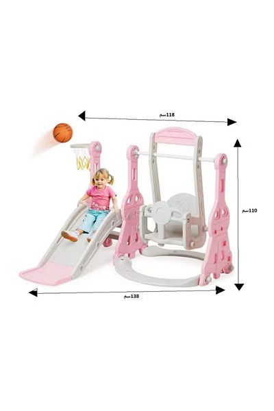 FULLJOY Slide with swing, climbing ladder and basketball ring 4*1, 138*118*110 cm