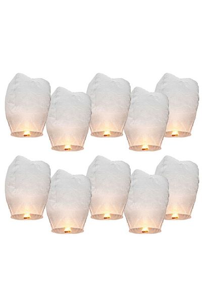DECO Flying Lanterns Pack, White, 10pcs