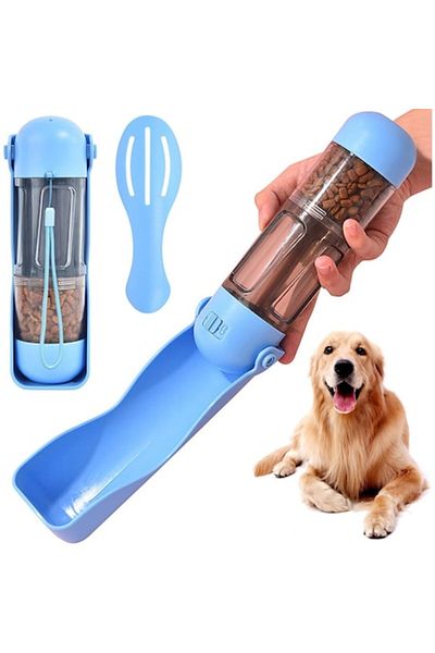 Manolex Portable 4-in-1 Bowl for Dogs and Cats, Water & Food Container, 500ml, Blue, Manolex®