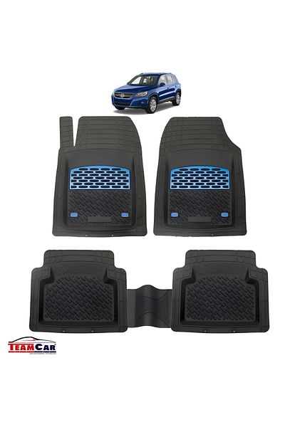 TEAMCAR Auto ® Tray Type Car Mats Compatible with Volkswagen Tiguan I (2007–2016) - Suv Blue