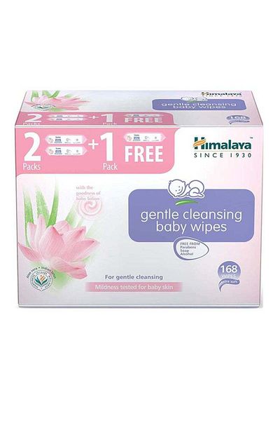 Himalaya Baby Wipes, Gentle Cleansing 2 Packs+1 Pack Free