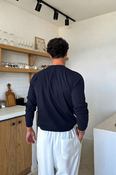 Flaw Wear Navy Blue Basic Crew Neck T-Shirt